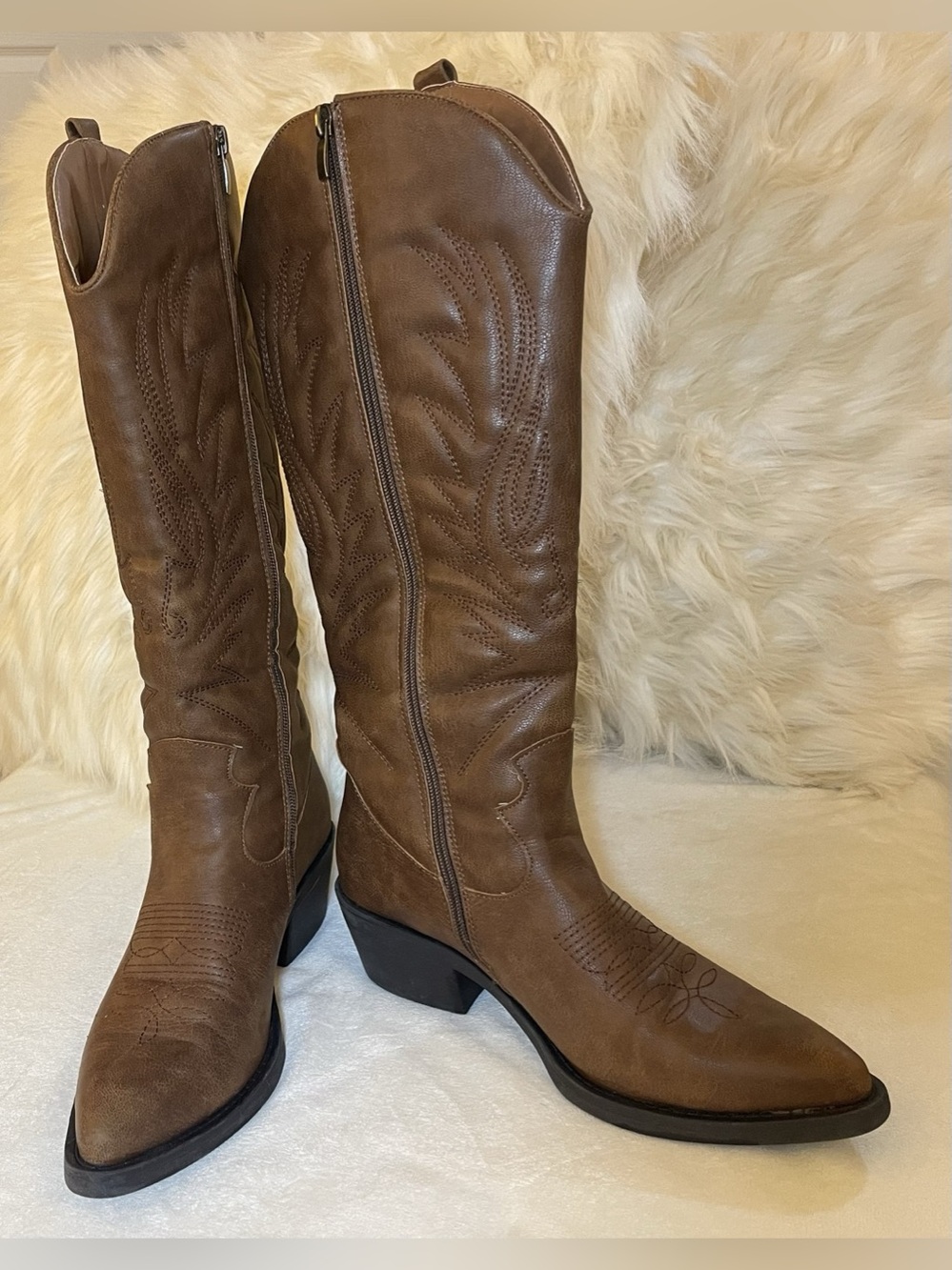 Spring Step Treena Brown Embroidered Tall Cowboy Boots EU 39 (US 8.5) Cowgirls